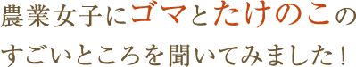 農業女子にゴマとたけのこのすごいところを聞いてみました！